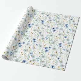 Papel De Regalo Flor azul acuática