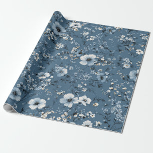 Papel De Regalo Flor Azul Ditsy Pastel Boho Vintage 70