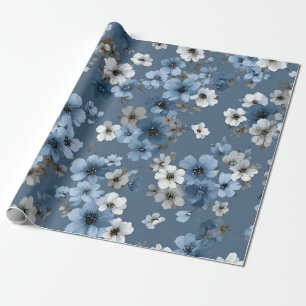 Papel De Regalo Flor Azul Ditsy Vintage Boho Años 70