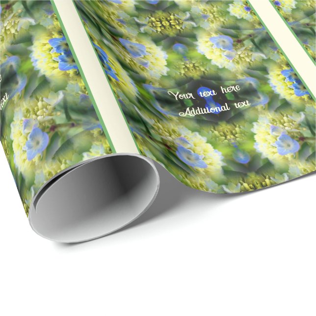 Papel De Regalo Flor azul hidrangea personalizada (Esquina del rollo)