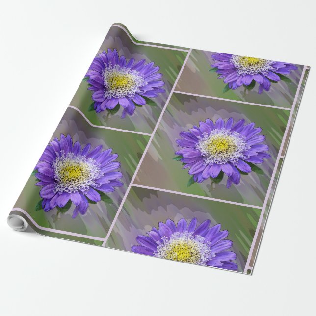 Papel De Regalo flor azul violeta (Desenrollado)