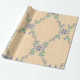 Papel De Regalo Flor azul y marrón claro