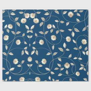 Papel De Regalo Flor blanca floreciendo estilo retro 