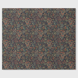Papel De Regalo Flor Botánico Floral del Bosque Oscuro de Medianoc