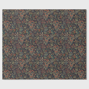 Papel De Regalo Flor Botánico Floral del Bosque Oscuro y Melancóli