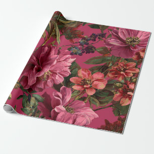 Papel De Regalo Flor Botánico Rosa Rústico Vintage Boho Atrevido