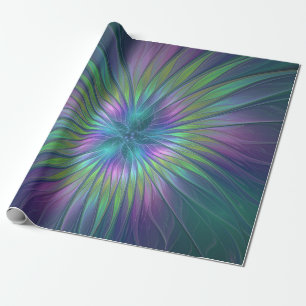 Papel De Regalo Flor brillante colorida Abstracto de arte fractal