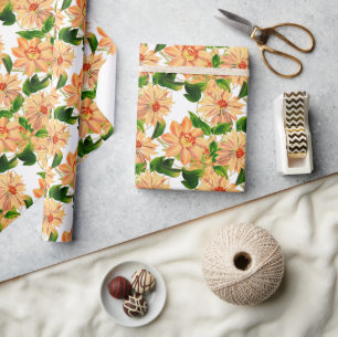 Papel De Regalo Flor Clematis Amarillo Blanco