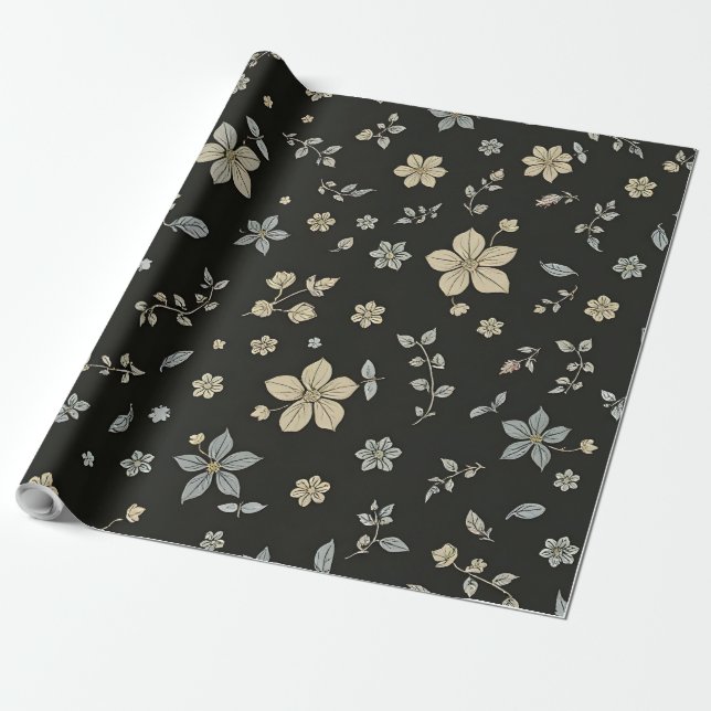 Papel De Regalo Flor con fondo negro (Desenrollado)