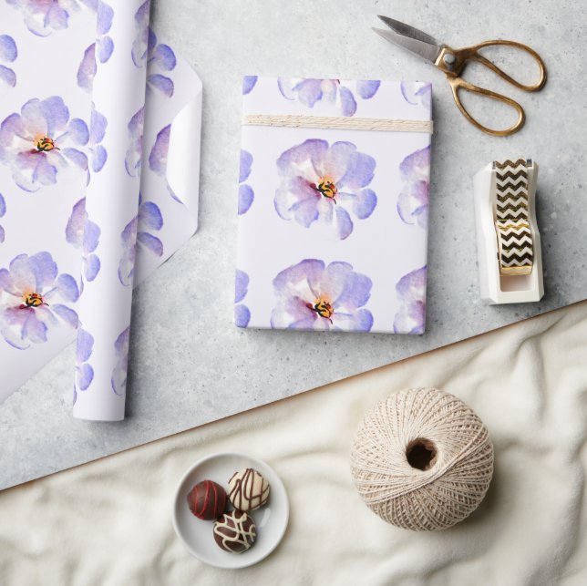 Papel De Regalo Flor de acuarela azul (Artesanía)