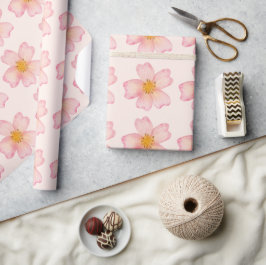 Papel De Regalo Flor de acuarela suave rosa y melocotón
