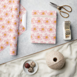 Papel De Regalo Flor de acuarela suave rosa y melocotón