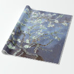Papel De Regalo Flor de almendro de Vincent Van Gogh Azul acero<br><div class="desc">“Regala con arte,  envuelve con belleza.”</div>