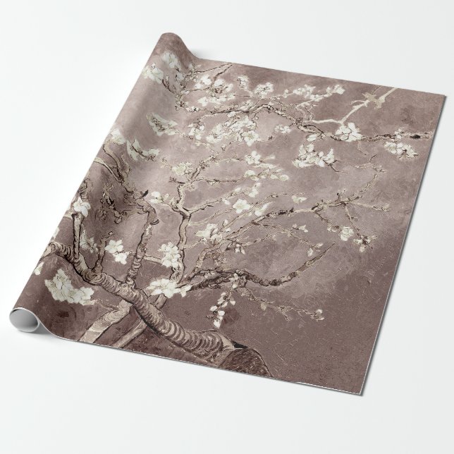 Papel De Regalo Flor de Almendro de Vincent Van Gogh Beige (Desenrollado)