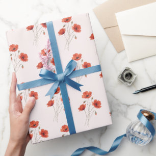 Papel De Regalo Flor de amapola roja patrón floral botánico