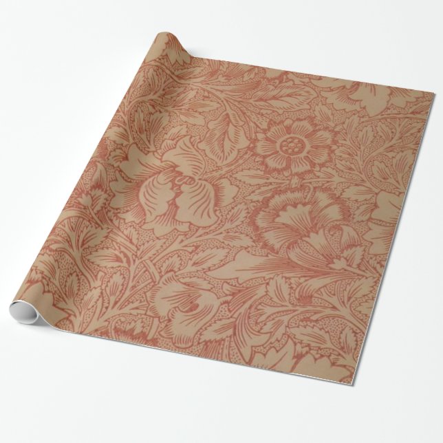 Papel De Regalo Flor de amapola rosa William Morris (Desenrollado)