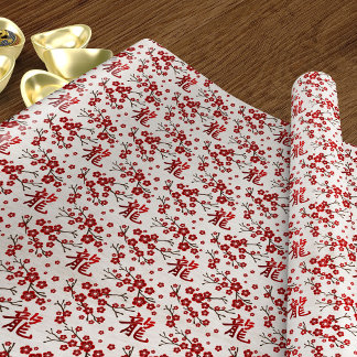 Papel De Regalo Flor de árbol sakura y símbolo del dragón