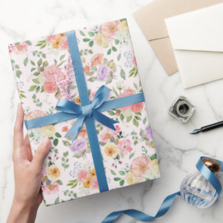 Papel De Regalo Flor de Boho de verano en blanco