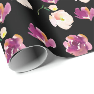 Papel De Regalo Flor de borgoña negra