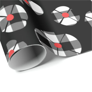 Papel De Regalo Flor De Búfalo En Negro