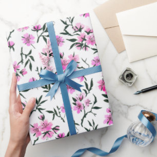 Papel De Regalo Flor de cerezo blanco en blanco