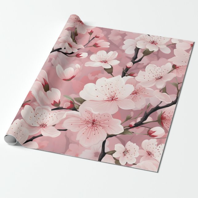 Papel De Regalo Flor de Cerezo Floral (Desenrollado)