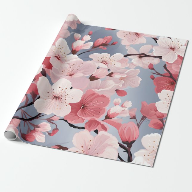 Papel De Regalo Flor de Cerezo Floral (Desenrollado)