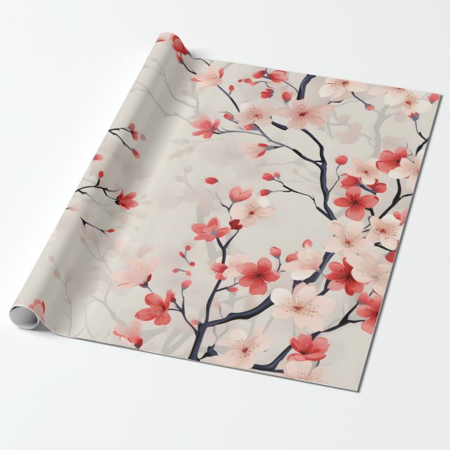 Papel De Regalo Flor de Cerezo Floral (Desenrollado)