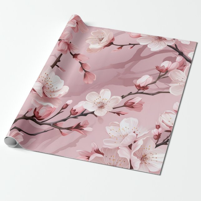 Papel De Regalo Flor de Cerezo Floral (Desenrollado)