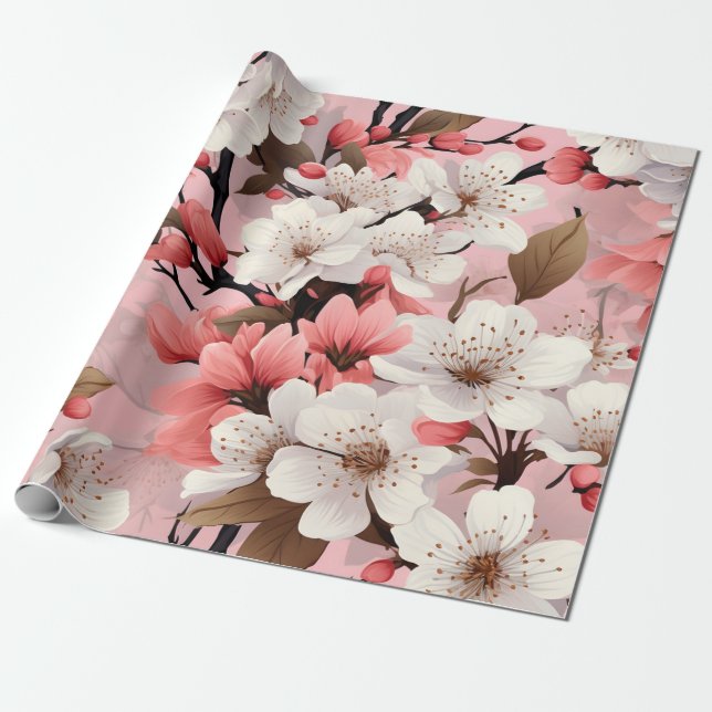 Papel De Regalo Flor de Cerezo Floral (Desenrollado)