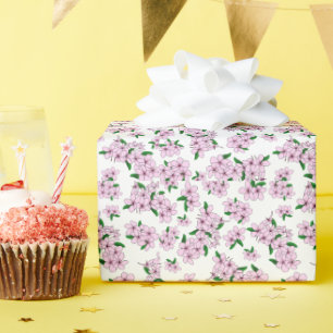 Papel De Regalo Flor de cerezo rosa elegante acuarela floral