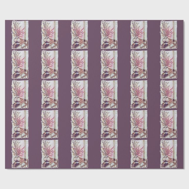 Papel De Regalo Flor de ciruelo roja (Superficie plana)