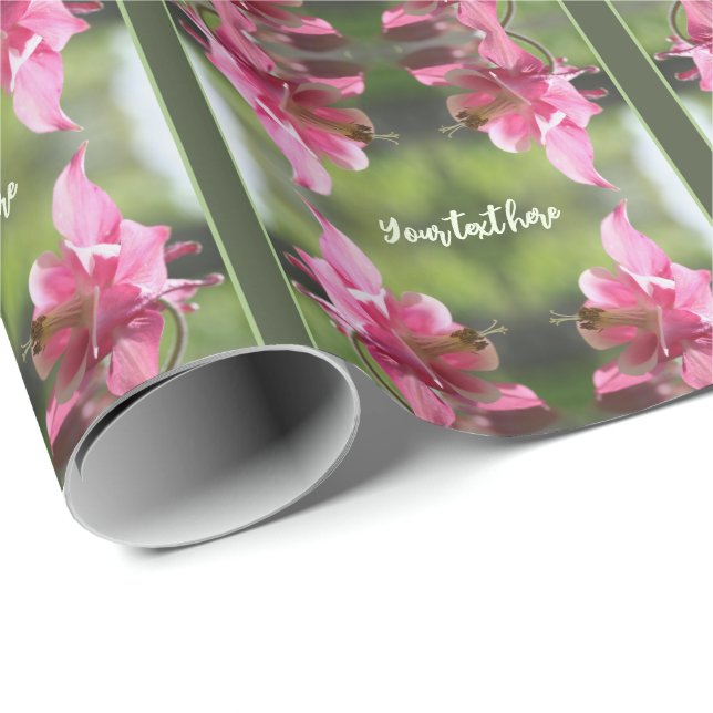 Papel De Regalo Flor de Columbina rosa cercana personalizada (Esquina del rollo)