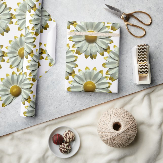 Papel De Regalo Flor de Daisy - Jardín Floral de Primavera Verano  (Artesanía)