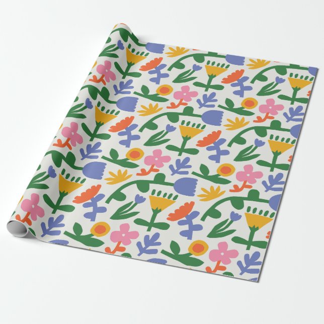 Papel De Regalo Flor de diversión de primavera (Desenrollado)