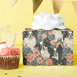 Papel De Regalo Flor de estilo Tricolor Chihuahuas William Morris