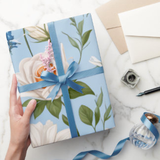 Papel De Regalo Flor de fondo azul