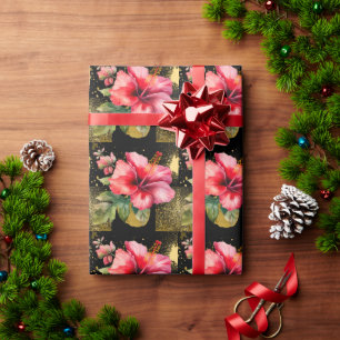 Papel De Regalo Flor de Hibisco de Hawái tema de Navidad