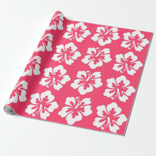 Papel De Regalo Flor de Hibisco Hawaiano Isla Tropical Rosa