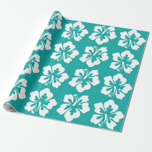 Papel De Regalo Flor de Hibisco Hawaiano Tropical Acuático