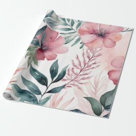 Papel De Regalo Flor de hibiscos rosa