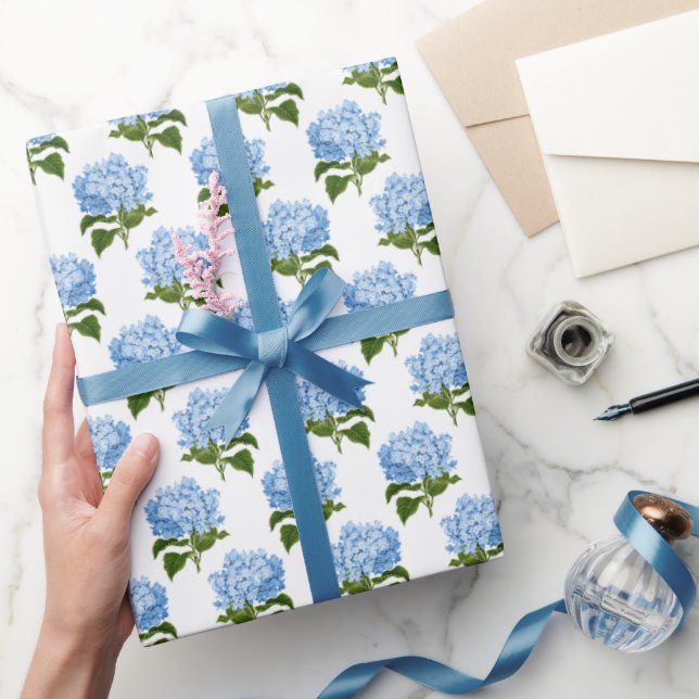 Papel De Regalo Flor de hidrangea azul (Regalar)