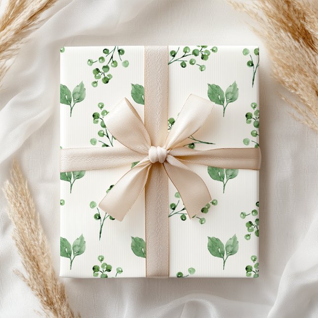 Papel De Regalo Flor de hojas de primavera verde pastel (Subido por el creador)