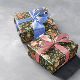 Papel De Regalo Flor de hongo en planta de cráneo Resumen Hallowee