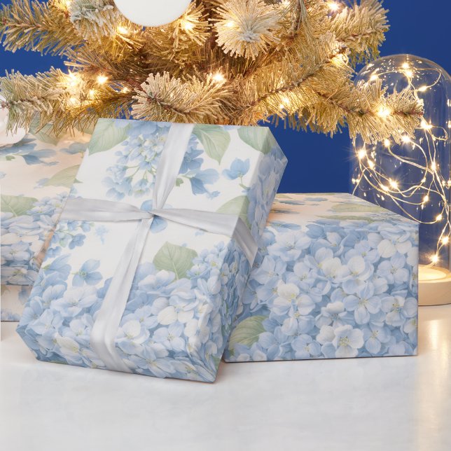 Papel de Regalo Flor de Hortensia Azul en Flor (Vacaciones)