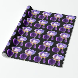 Papel De Regalo Flor de iris bonito púrpura en negro