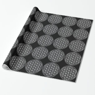 Papel De Regalo Flor de la vida - blanco