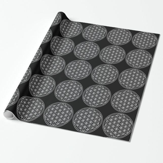 Papel De Regalo Flor de la vida - blanco (Desenrollado)