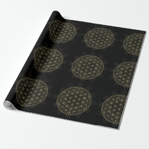 Papel De Regalo flor de la vida elegante bruja negra y oro oculto