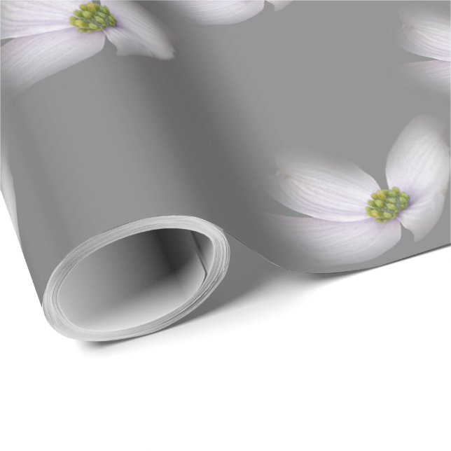 Papel De Regalo Flor de lavanda Cosmos en gris (Esquina del rollo)